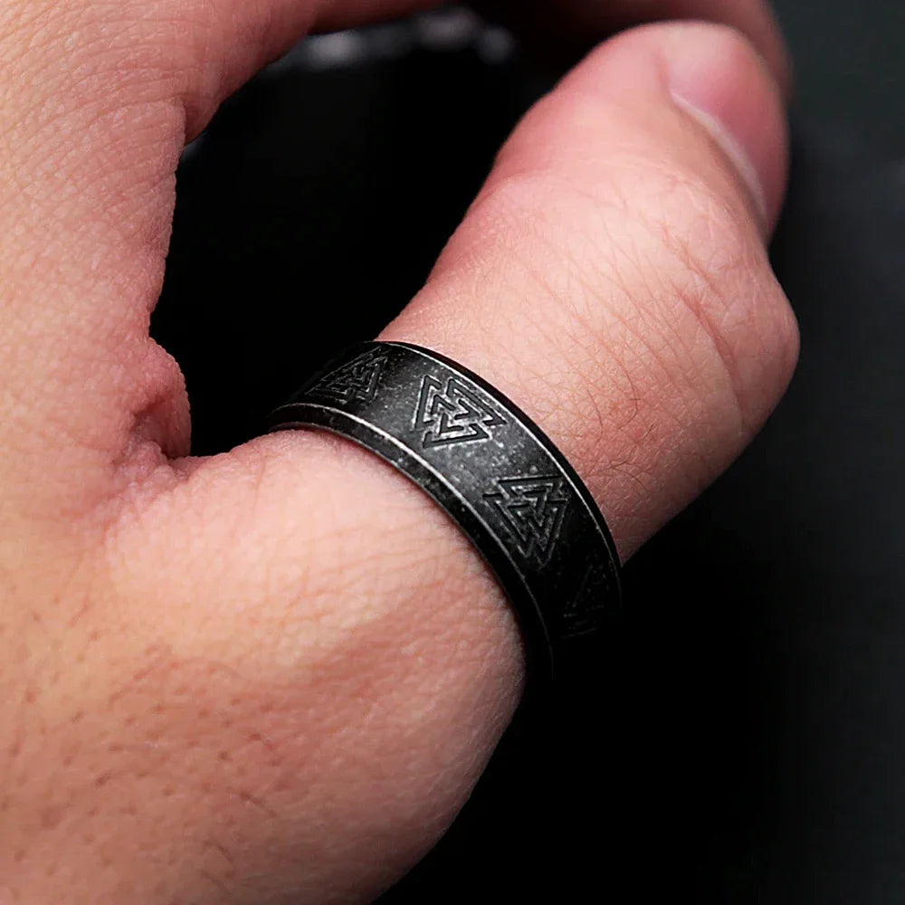 Viking Valknut Rune Amulet Ring — Stainless Steel