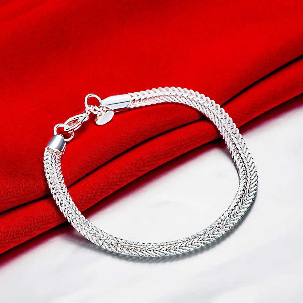 Y2K Silver-Tone Geometric Necklace Bracelet Set, 6mm