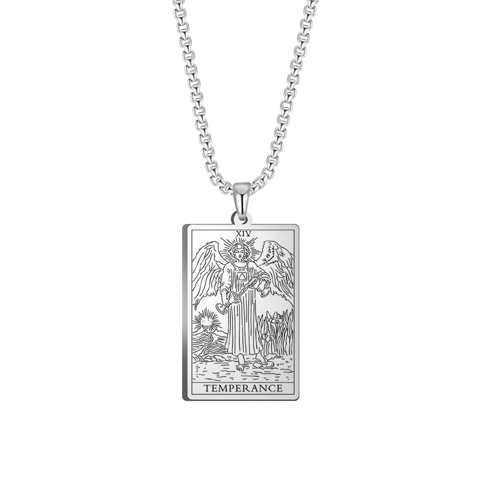 Dawapara The Major Arcana Tarot Cards Vintage Amulet Pendant Necklaces Box Chain Men Jewelry Stainless Steel Golden