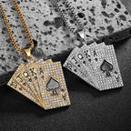 Royal Flush Poker Card Pendant Necklace — Stainless Steel