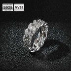 925 Silver Iced Out Cuban Ring VVS Moissanite
