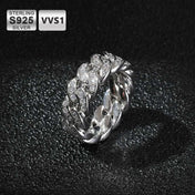 Silver-Tone Iced Out Cuban Ring VVS Moissanite