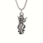 Guardian Angel Amulet Necklace, Vintage Winged Pendant Choker for Protection, Gothic Unisex Jewelry, Meaningful Gift