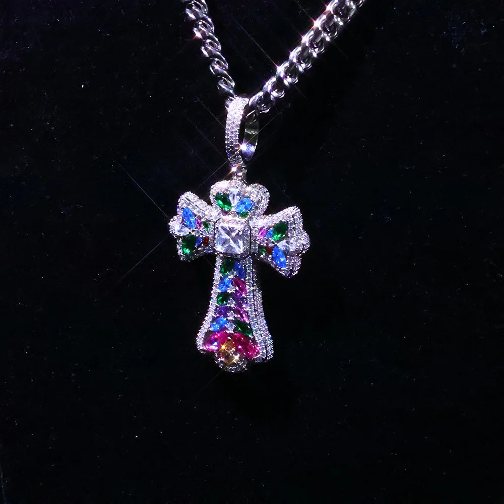 Iced Cross Pendant Necklace