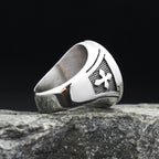 Cross Saint Benedict Steel Ring Vintage 316L Religious