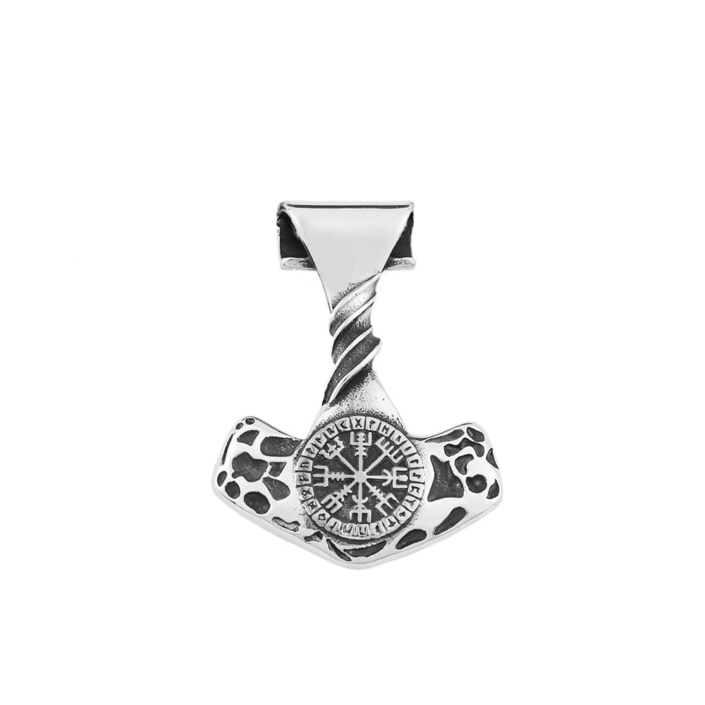 Compass Thor Hammer Steel Pendant Vintage Nordic