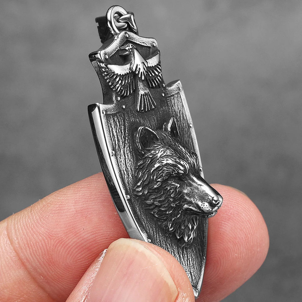 Wolf Eagle Shield Patron Saint Men Necklaces Stainless Steel Pendant Chain Women Punk Fashion Jewelry Accessories Gift Wholesale