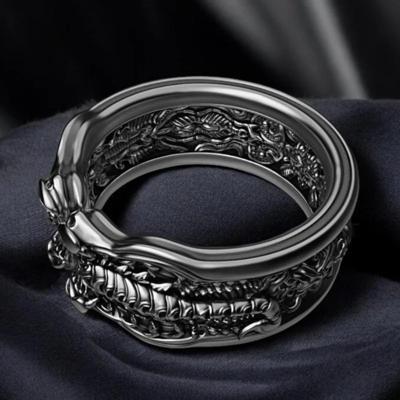 Scorpion Ring for Men — Black-Tone Punk Statement Band
