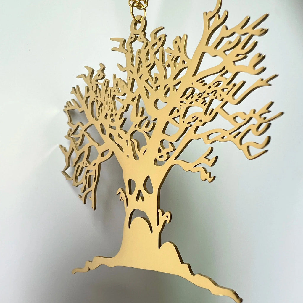 2025 Halloween Scary Tree Pendant Exquisite Stainless Steel Tree of Life Necklace Neck Chain Punk Hip Hop Funny Jewelry
