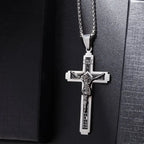 Saint St. Benedict Jesus Cross Pendant Necklace Men and Women Religious Christian Catholic Amulet Stainless Steel Jewelry
