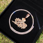 Aokaishen Iced Out Snake Hood Hustle Necklace Pendant for Men Real Gold Plated Cubic Zirconia Hip Hop Jewelry