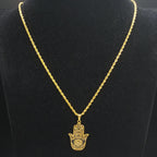 2024 Fashion Hamsa Hand Stainless Steel Chain Necklace for Men Gold Color Necklaces Pendants Jewerly colgante hombre