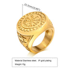 Gold Red Stone Signet Ring — Stainless Steel