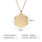 Flower of Life Sacred Geometry Necklace Stainless Steel Mandala Neck Chain Women Men Vintage Universal Spiritual Jewelry