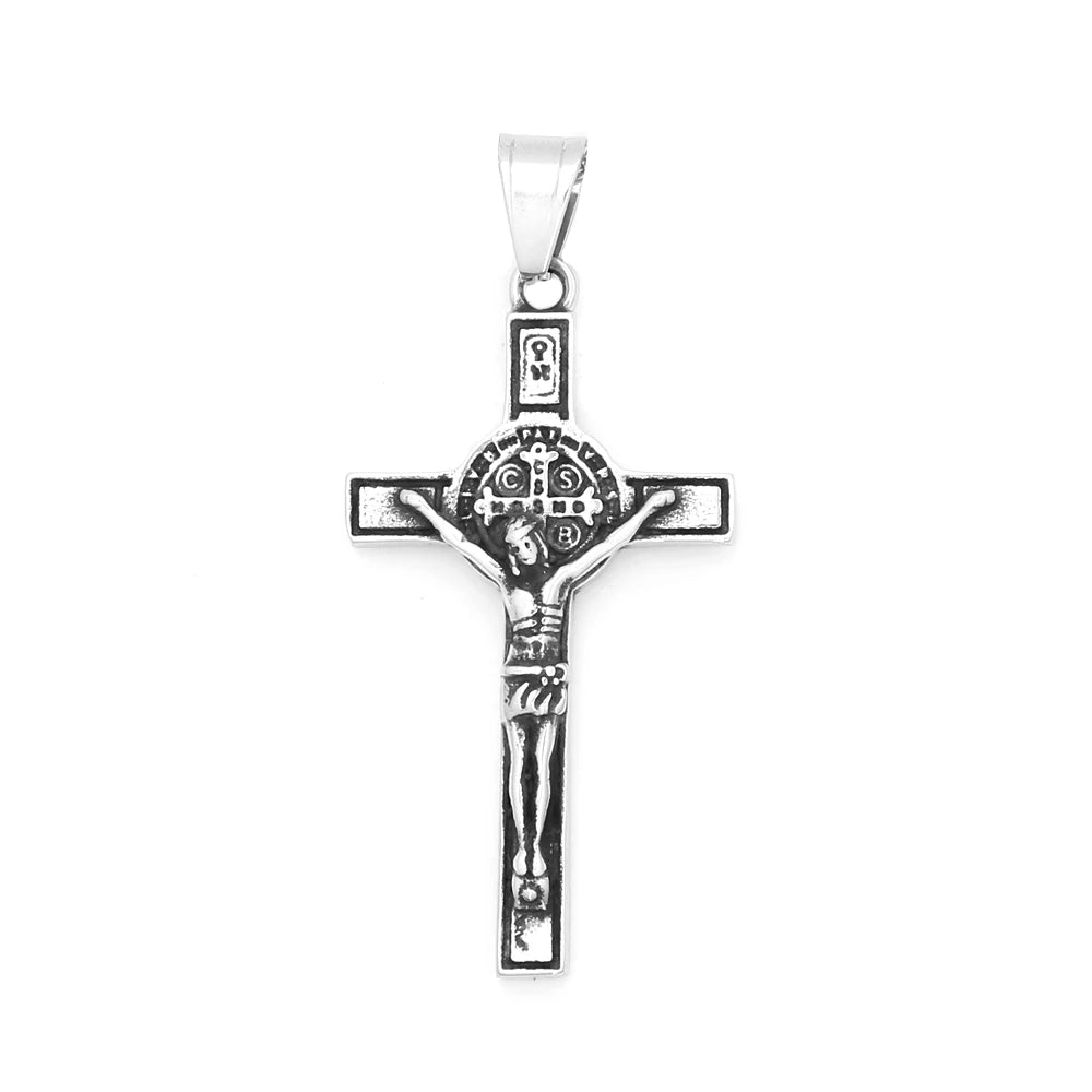 Fashion 316L Stainless Steel Christian Cross Necklace For Men Women Hip Hop Cool Religious Charm Pendant Punk Jewelry