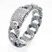 Heavy Curb Bracelet for Men Vintage Stainless Steel Foundry Tapping Pattern Cuban Chain Male Bangle Bracelets Jewelry