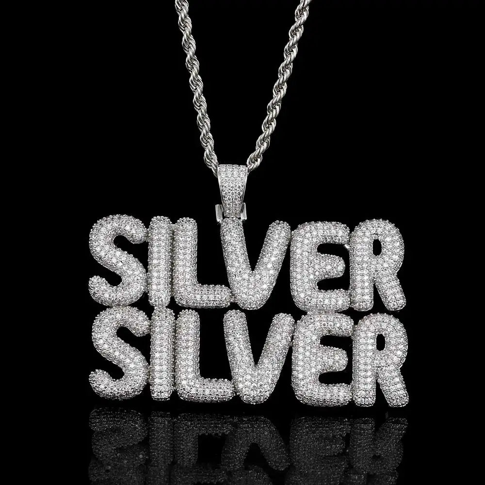 Iced Out Letter Pendant Necklace Name
