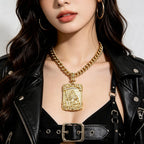 The Virgin Mary pendant, skull hourglass pendant necklace, hip-hop fashion jewelry commemorative gift, the best gift for good fr