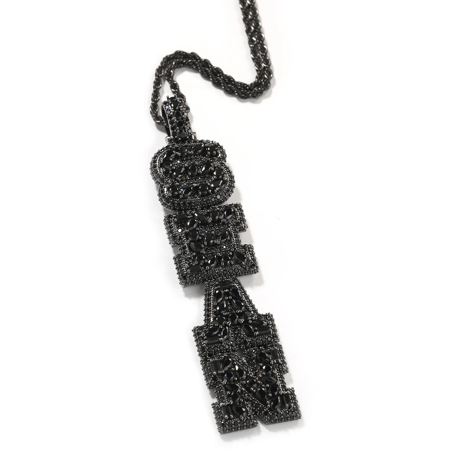 THE BLING KING Custom Vertical Initial Letter Pendant Mixed Inlay Different Shape Cubic Zircon NamePlate Necklace