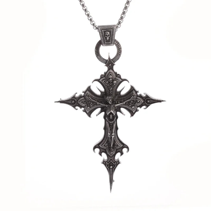 Vintage Christian Ice Crystal Jesus Head Pendant Necklace for Men and Women Cross Catholic Amulet Jewelry