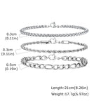 2/3pcs Stainless Steel Cross Cuban Bracelets for Men Waterproof Non Fading Twist Chain Bracelet Simple Fashion Jewelry