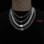 ULJ Hip-Hop Jewelry Men and Women Stainless Steel Miami Cuban Link Street Rapper Necklace Waterproof Chain