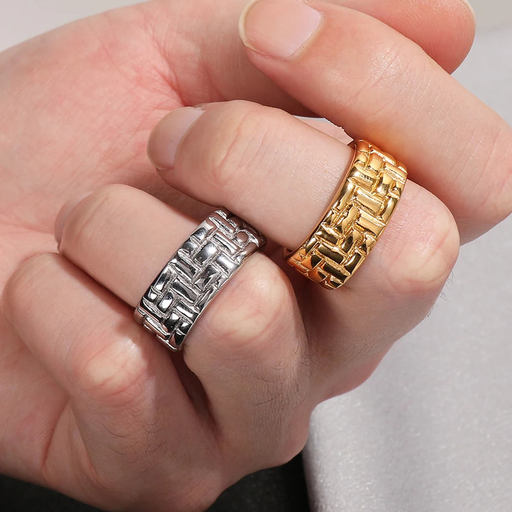 Waterproof Luxury Gold Color Stainless Steel Rings for Man Mens Rings Cool Birthday Jewelry Accessory Gifts for Him
