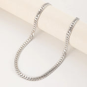 Side Chain Necklace — Silver-Tone Metal, 5MM Width