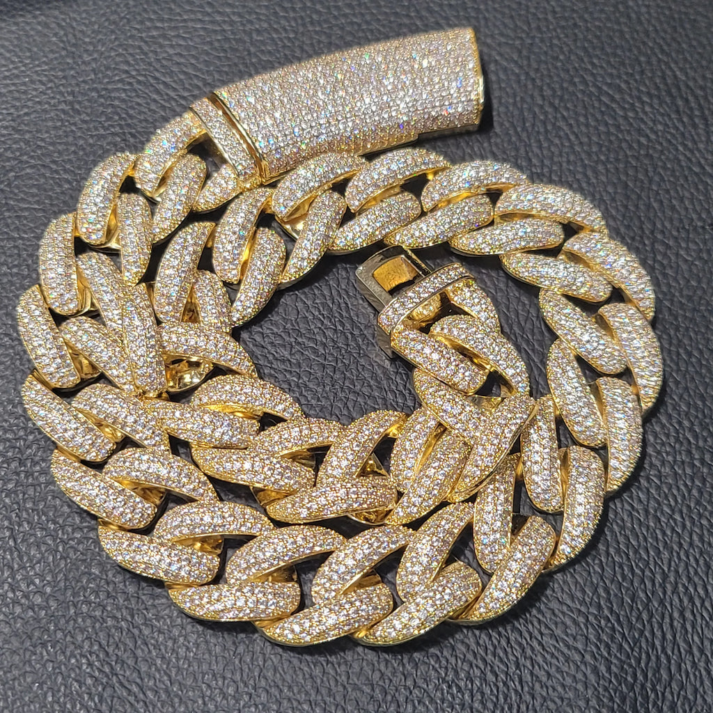 Fashion Hip Hop Miami Cuban Necklace Chain Full Diamonds 9mm 12mm 15mm 20mm 24mm Pendant Chains Long Buckle Closure Jewelry Gift