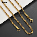 BTEN 2020 Classic Rope Chain Men Necklace Width 2/3/4/5 MM Stainless Steel Figaro Cuban Chain Necklace For Men Women Jewelry