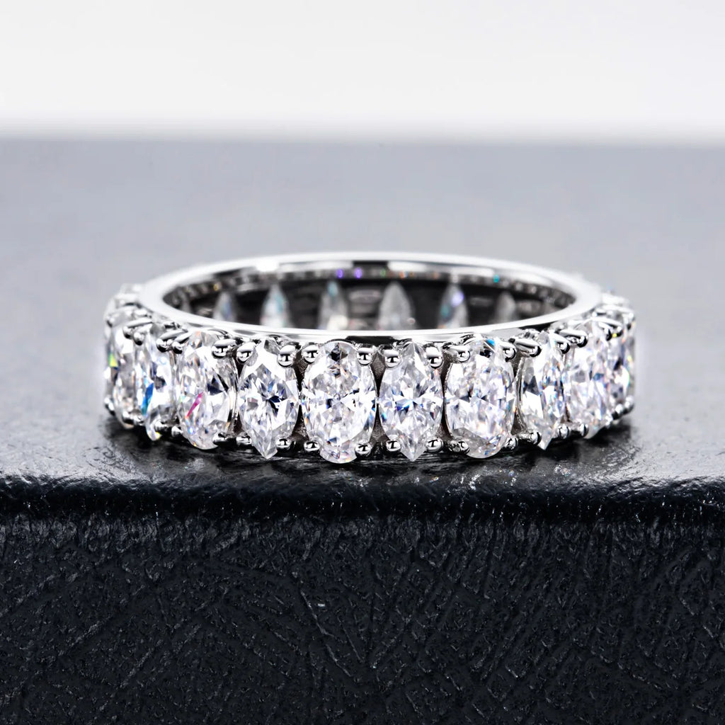 Iced Out Wedding Band Ring — 925 Silver