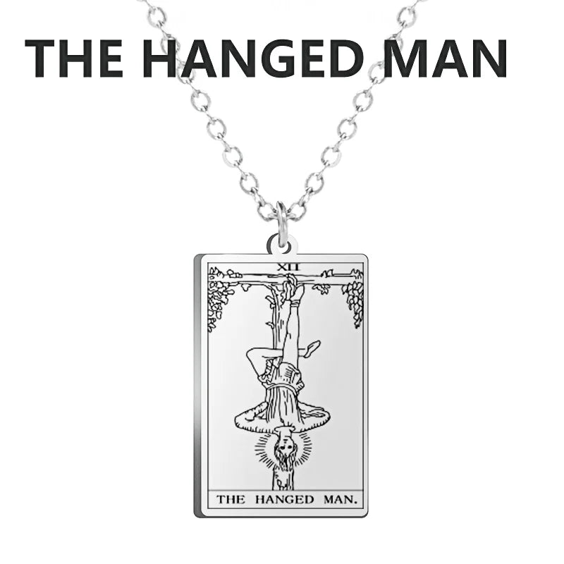 LIKGREAT Tarot Card Necklace Major Arcana Tarots Stainless Steel Necklaces Divination Jewelry Birthday Gift for Women