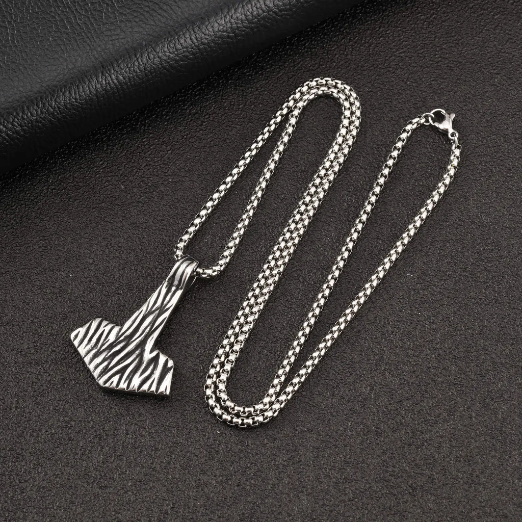 Viking Mjolnir Thor's Hammer Pendant Necklace — Stainless Steel