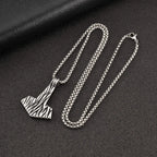 Stainless Steel Thor's Hammer Pendant Box Chain Necklace, Viking Mjolnir Amulet Jewelry for Men Women, Punk Hip Hop Gift