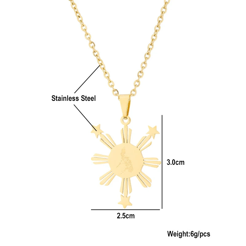 Philippines Flag Map Pendant Necklace — Stainless Steel