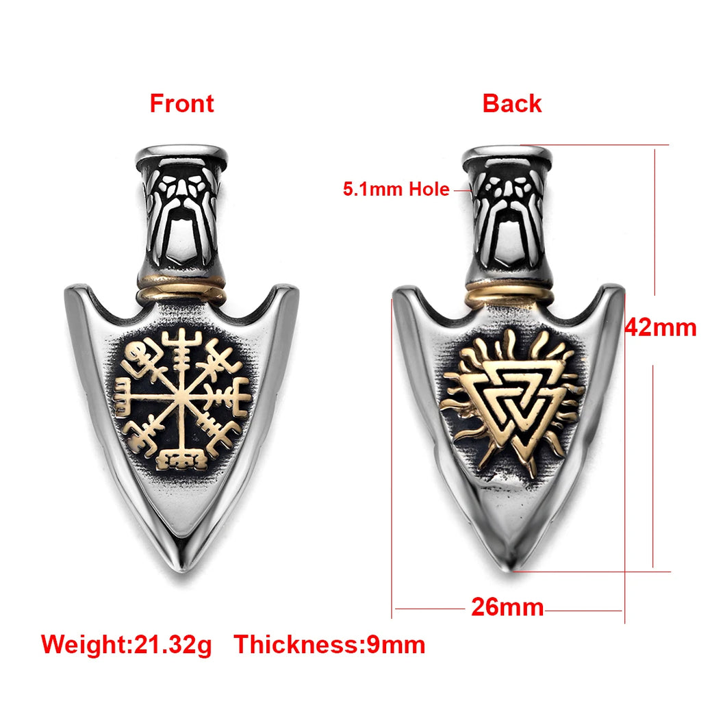 Norse Viking Rune Round Pendant Necklace — Stainless Steel