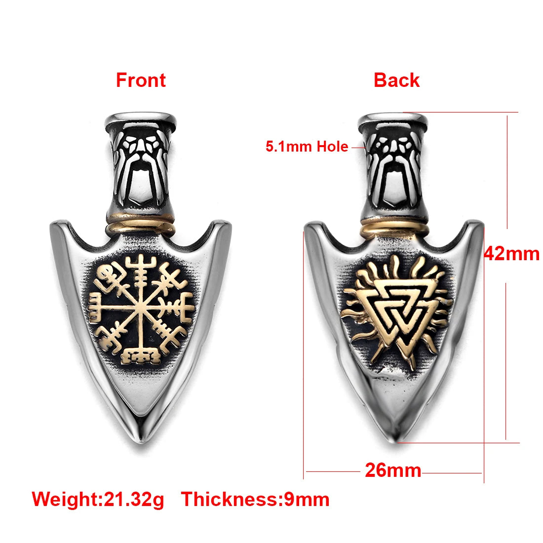 Norse Viking Rune Round Pendant Necklace — Stainless Steel