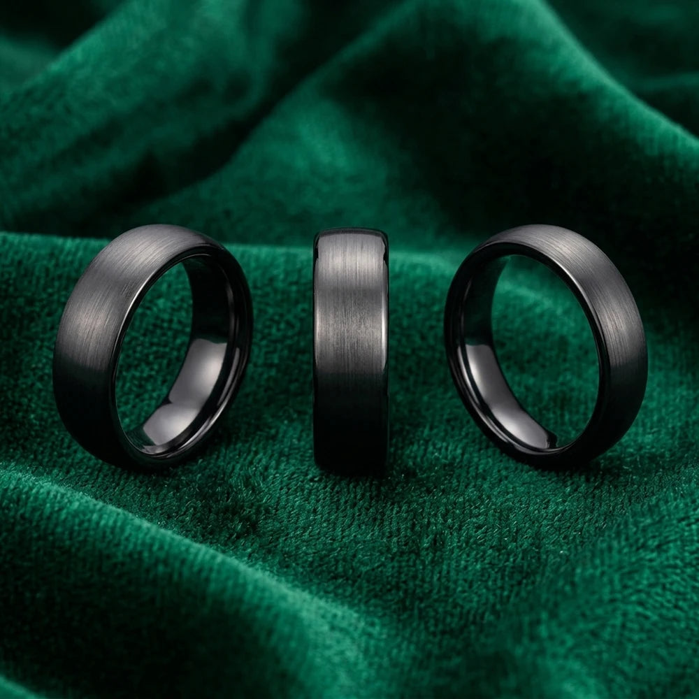 Matte Black Ceramic Wedding Band for Men Women Brushed Minimalist Ring 4mm 6mm 8mm Couple Jewelry