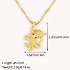 Nidin Trendy Cool Style Octopus Shape Charm Pendant Necklace For Female Male Copper Inlaid Zircon Jewelry Daily Party