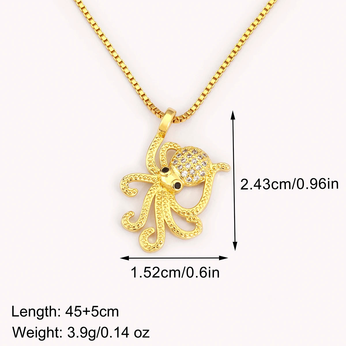 Nidin Trendy Cool Style Octopus Shape Charm Pendant Necklace For Female Male Copper Inlaid Zircon Jewelry Daily Party
