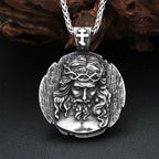 Jesus Round Pendant — Stainless Steel