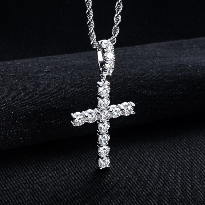Iced Out Cross Pendant — 925 Silver