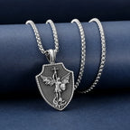 Stainless Steel Jesus Cross Charm Viking Necklace Men's Shield Dragon Slayer Amulet Pendant Saint Nicholas Juvenile