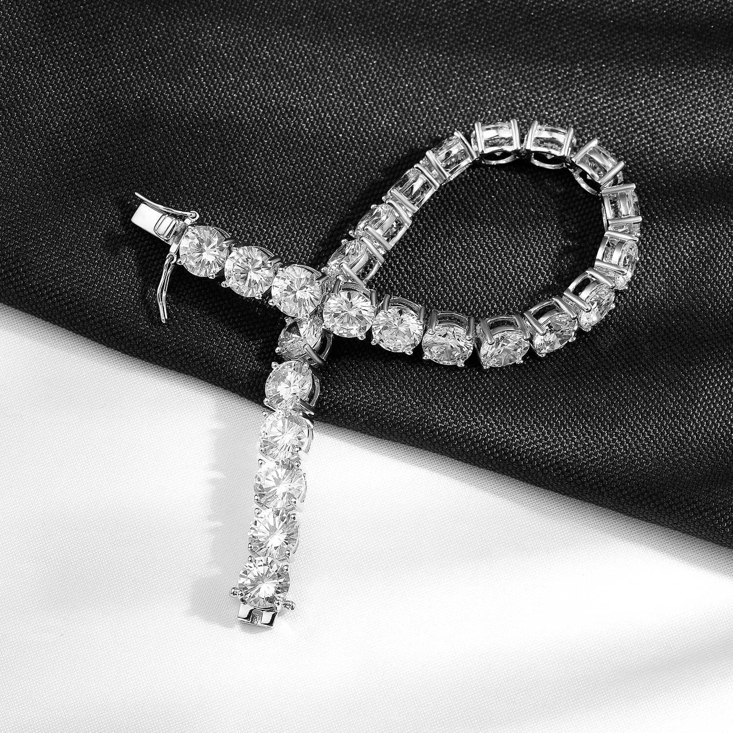 MooSuun 3mm--6.5mm Moissanite Diamond Tennis Bracelet for Women Men Luxury Fine Jewelry Pass Test S925 Sterling Silver