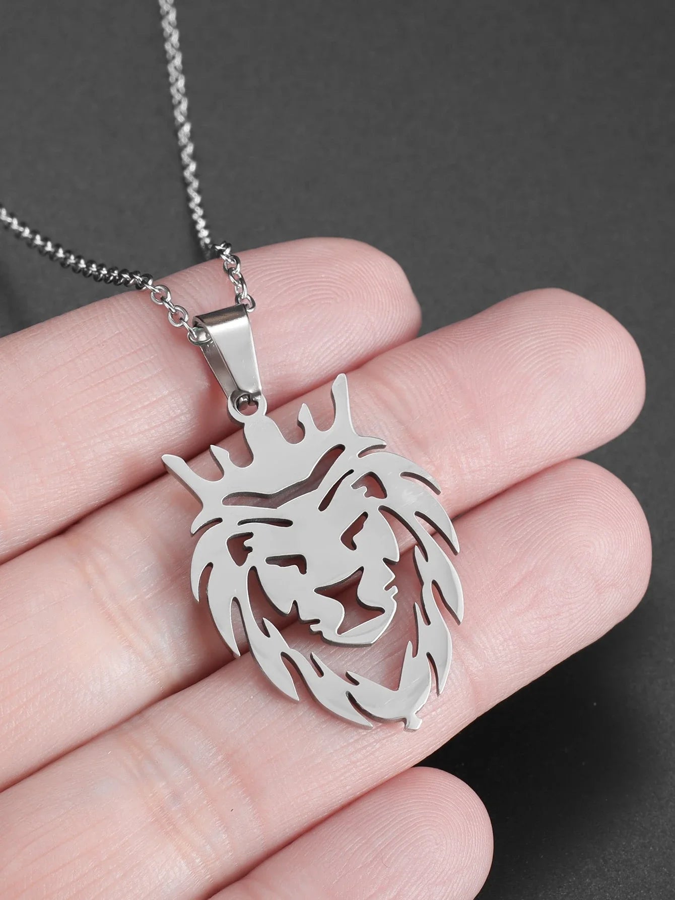 Lion Pendant Necklace — Stainless Steel