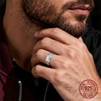 Men's Ring 925 Sterling Silver Couple Rings Square CZ Inlay Minimalist Daily Wear Jewelry Gift for Men Valentine's Day