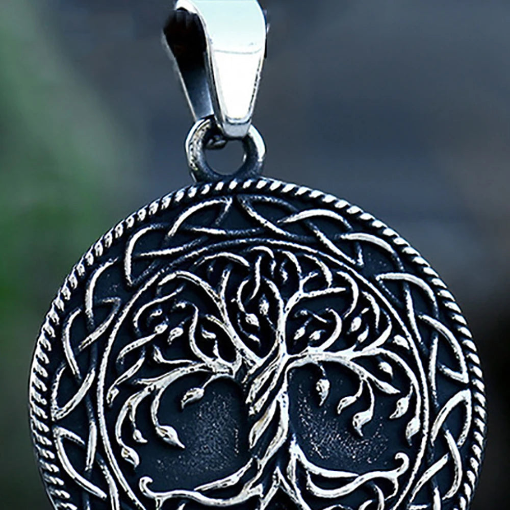 Vintage Classic Stainless Steel Viking Tree of Life Pendant Necklace For Men Fashion Nordic Vienna Yggdrasil Jewelry Wholesale