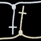 Aokaishen Tennis chain Necklace Choker Cross Drip for Men 5A Prong Setting Cubic Zirconia Copper Gold Plated Hip Hop Jewelry