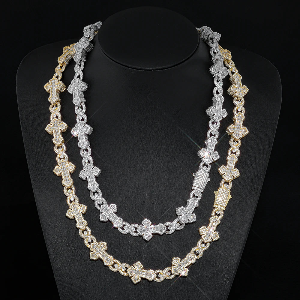Cross Cuban Chain Necklace Iced Out Stainless Steel