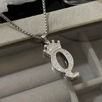 Freetry 26 Letters A-Z Zircon Crown Pendant Necklace for Women Men Punk Initial Alphabet Necklaces Hip Hop Choker Chain